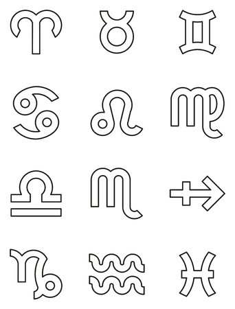 342x450 Zodiac Symbols Icons Thin Line Vector Illustration Set Royalty