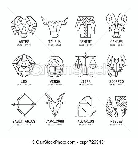 450x470 Zodiac Signs Set Of Astrological Zodiac Symbols Horoscope