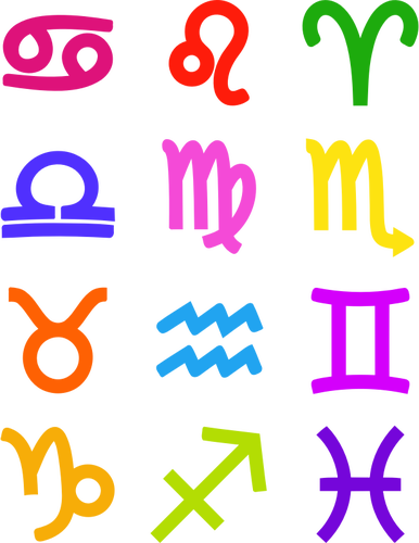 386x500 Bold Zodiac Symbols Vector Image