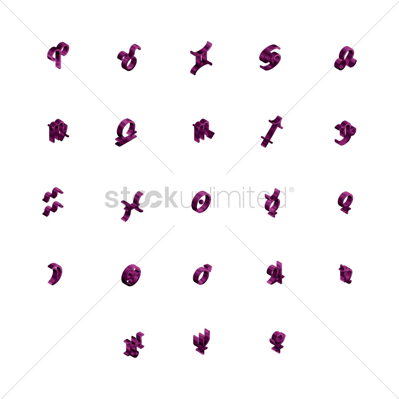 1300x1300 Collection Of Zodiac Symbols Vector Image