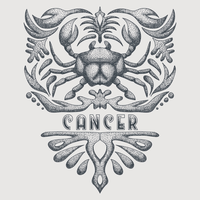 640x640 Vintage Cancer Zodiac Vector Illustration, Adult, Animal, Art Png