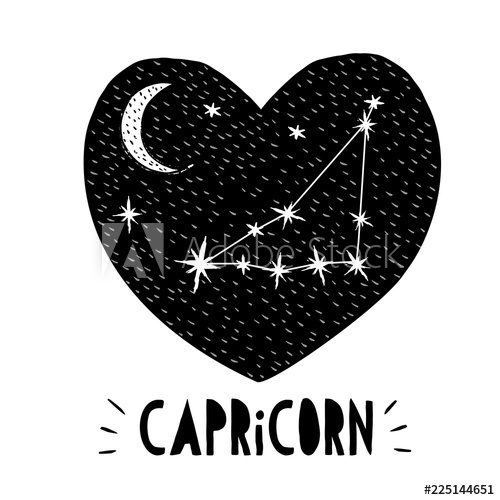 500x500 Capricorn Symbol Hand Drawn Zodiac Vector Illustration White