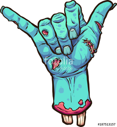 462x500 Severed Zombie Hand Making The Hang Loose Hand Sign Vector Clip