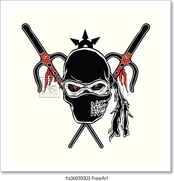 561x581 Free Art Print Of Cartoon Ninja Zombie Face Vector Illustration