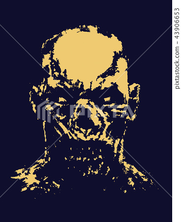 368x450 Grim Zombie Face Vector Illustration