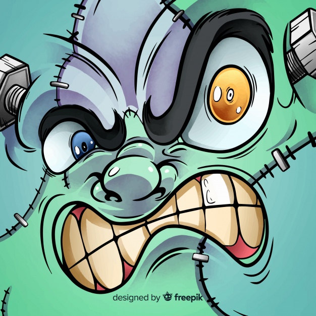 626x626 Happy Halloween Background With Evil Zombie Face Vector Free