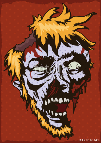 355x500 Pop Art Poster With Zombie Face, Vector Illustration Stock Image