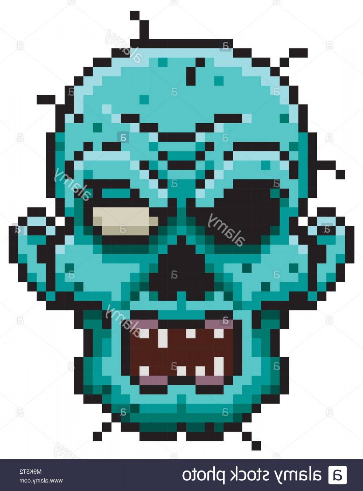 1234x1668 Vector Illustration Of Cartoon Zombie Face Pixel Design Image