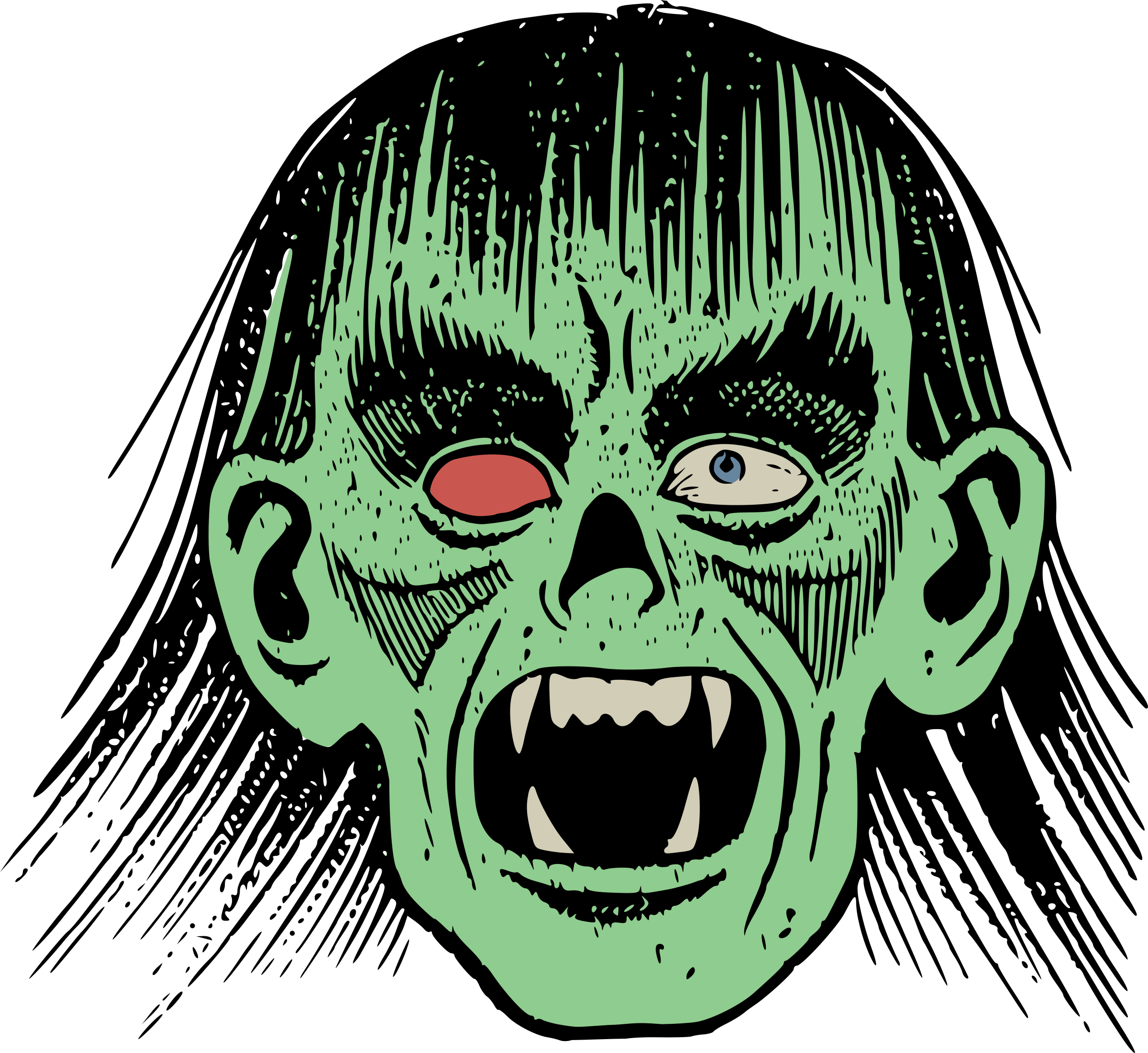 2400x2201 Zombie Face Vector Clipart Image