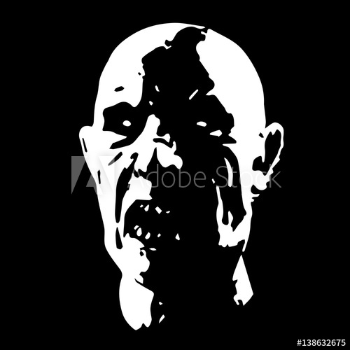 500x500 Scary Zombie Face Vector Illustration