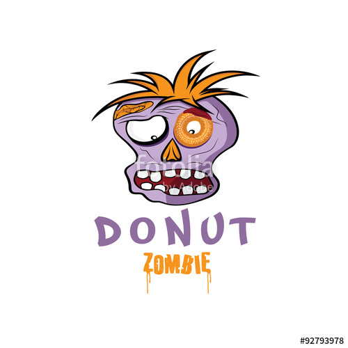 500x500 Cartoon Donut Zombie Face Vector Design Template Stock Image