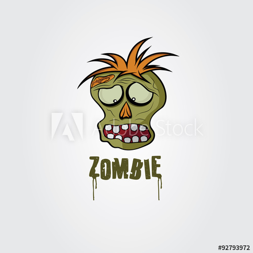 500x500 Cartoon Zombie Face Vector Design Template