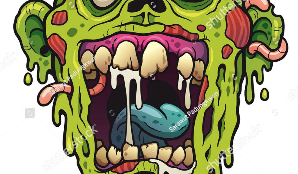 1024x600 Drawing Zombie Face Vector Illustration Of Cartoon Zombie Head