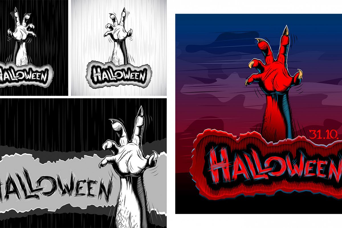 1200x800 Vector Halloween Zombie Hand Vector Set