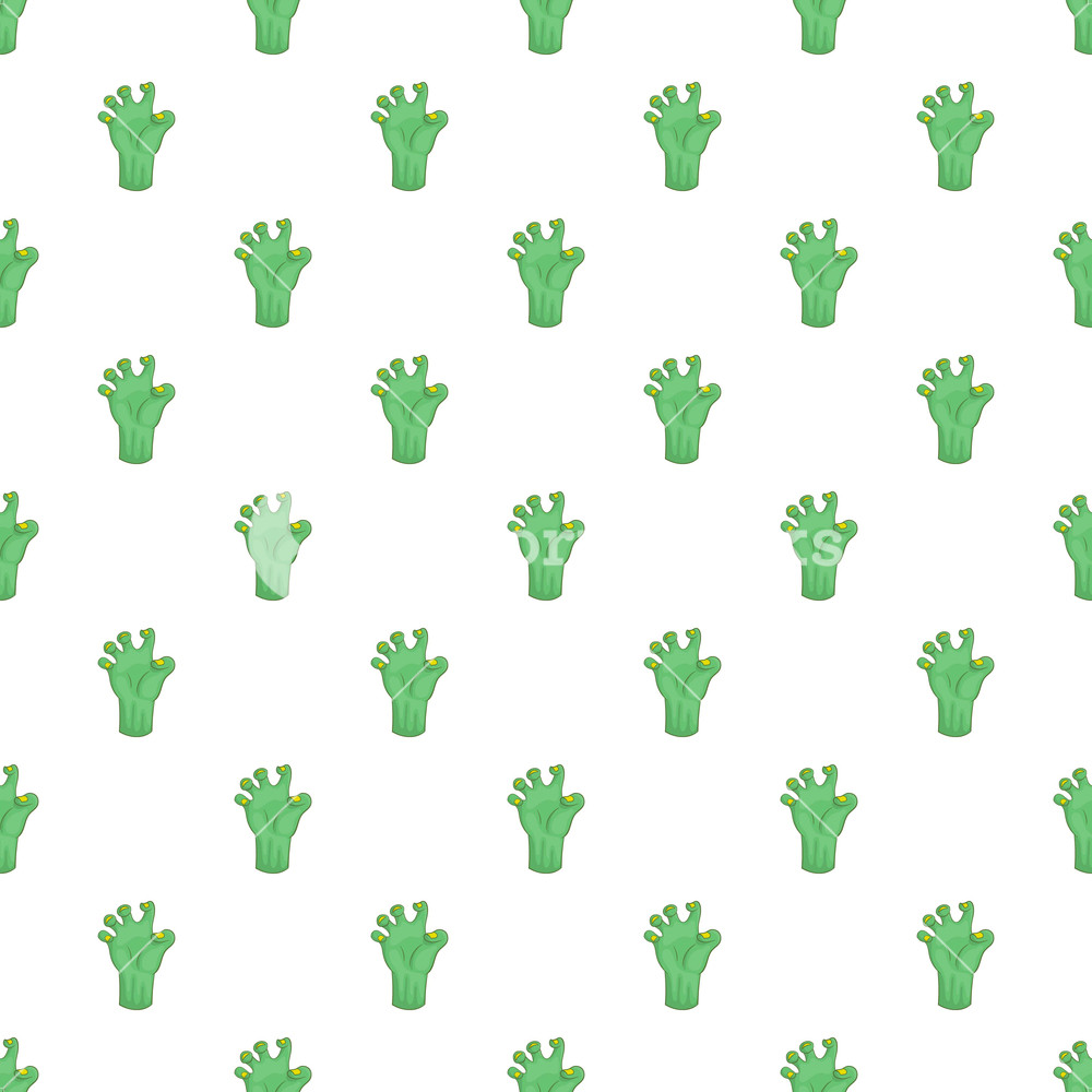 1000x1000 Green Zombie Hand Pattern Cartoon Illustration Of Green Zombie