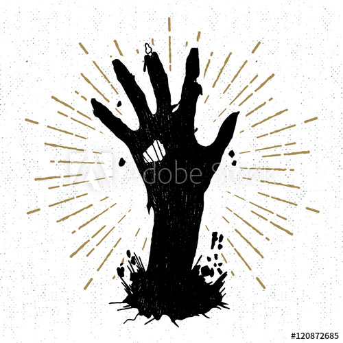 500x500 Hand Drawn Halloween Icon With A Textured Zombie Hand Vector