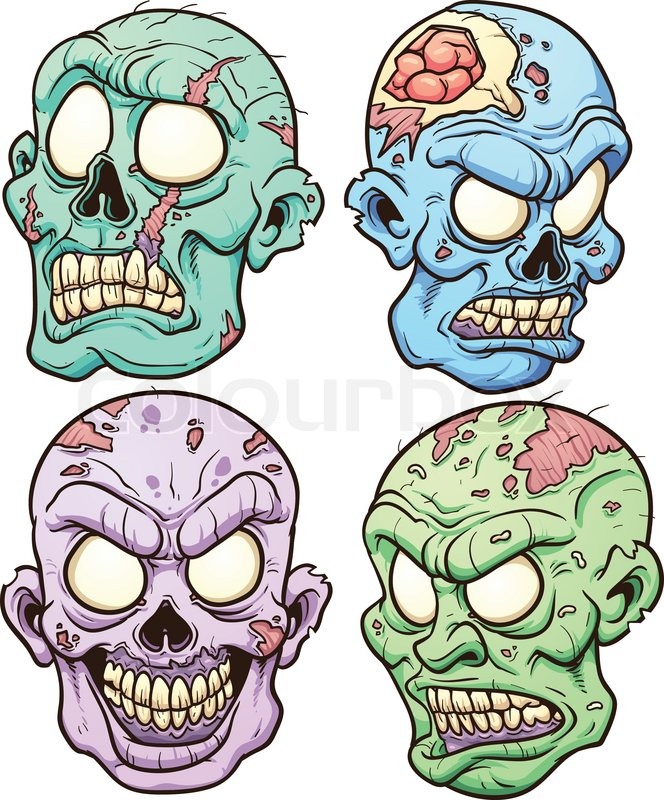664x800 Cartoon Zombie Heads Vector Clip Art Stock Vector Colourbox