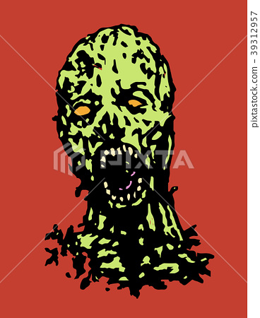 368x450 Cruel Zombie Head Vector Illustration