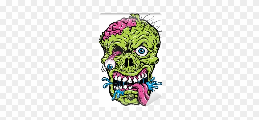 840x389 Detailed Zombie Head Illustration Wall Mural