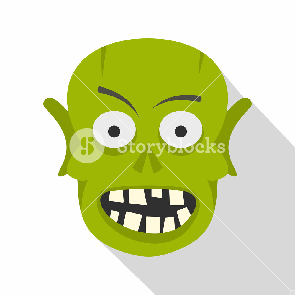 1000x1000 Green Zombie Head Icon Flat Illustration Of Green Zombie Head