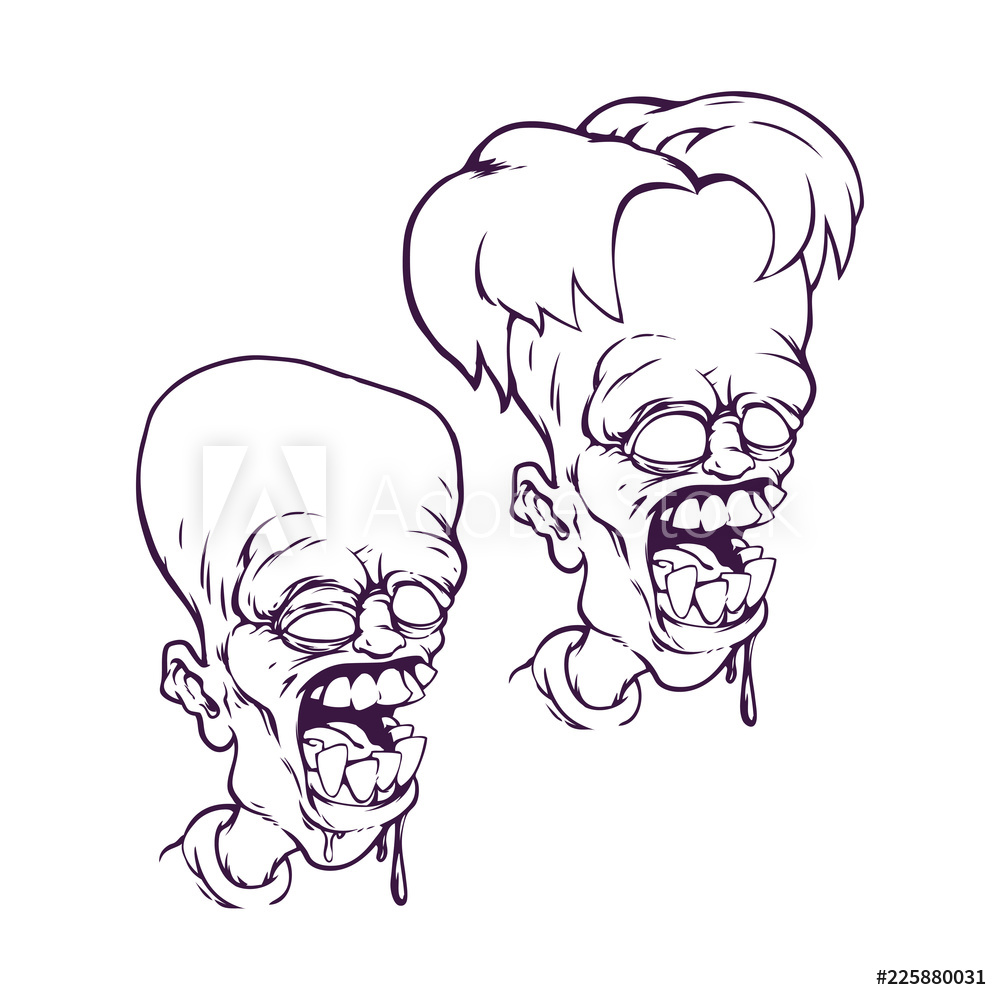 1000x1000 Photo Art Print Zombie Cartoon Zombie Head Vector Illustration