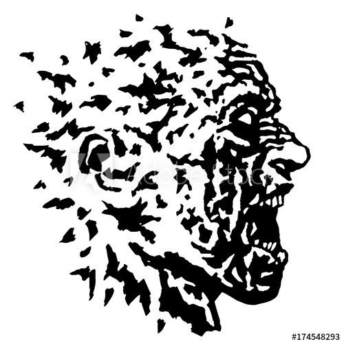 500x500 Profile Of The Screaming Profile Zombie Head Vector Illustration