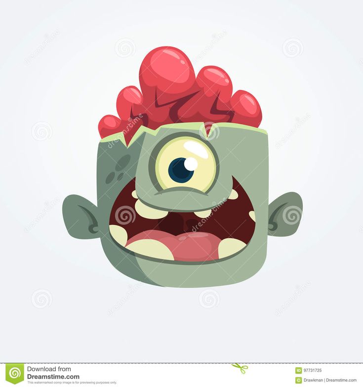 735x786 Vector Eye Illustration About Cartoon One Eye Zombie Head Smiling