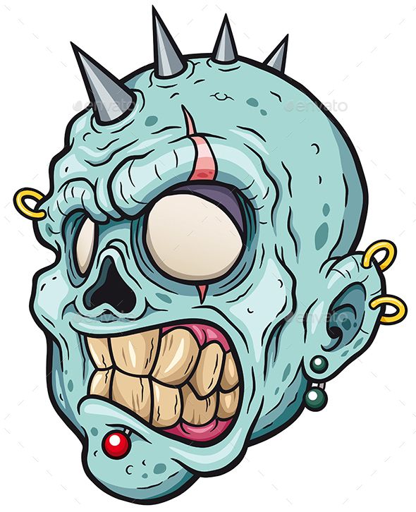 590x726 Vector Illustration Of Cartoon Zombie Head Design