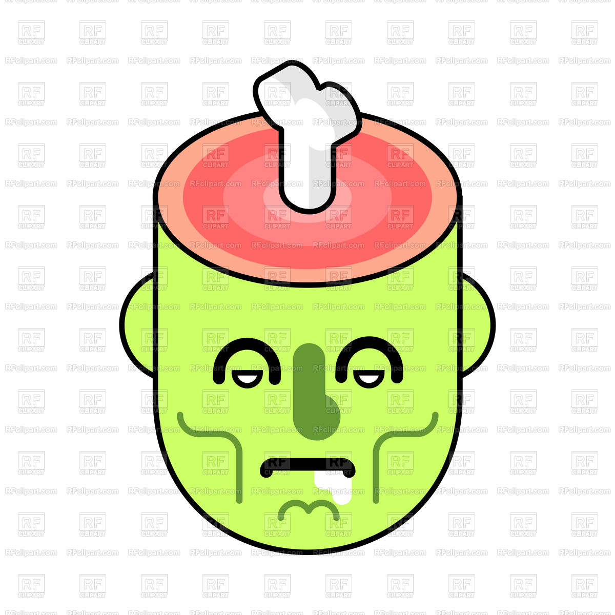 1200x1200 Zombie Head And Bone In Brain Vector Image Of Icons And Emblems