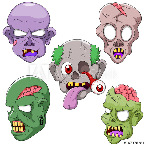 500x500 Cartoon Zombie Head Vector Illustration