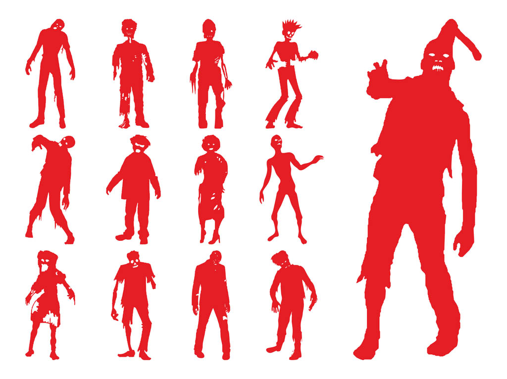 1024x765 Zombie Silhouettes Vector Art Graphics
