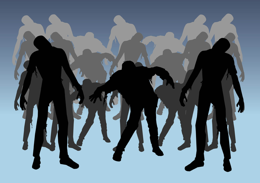 850x600 Zombies Silhouettes Vector Art Graphics