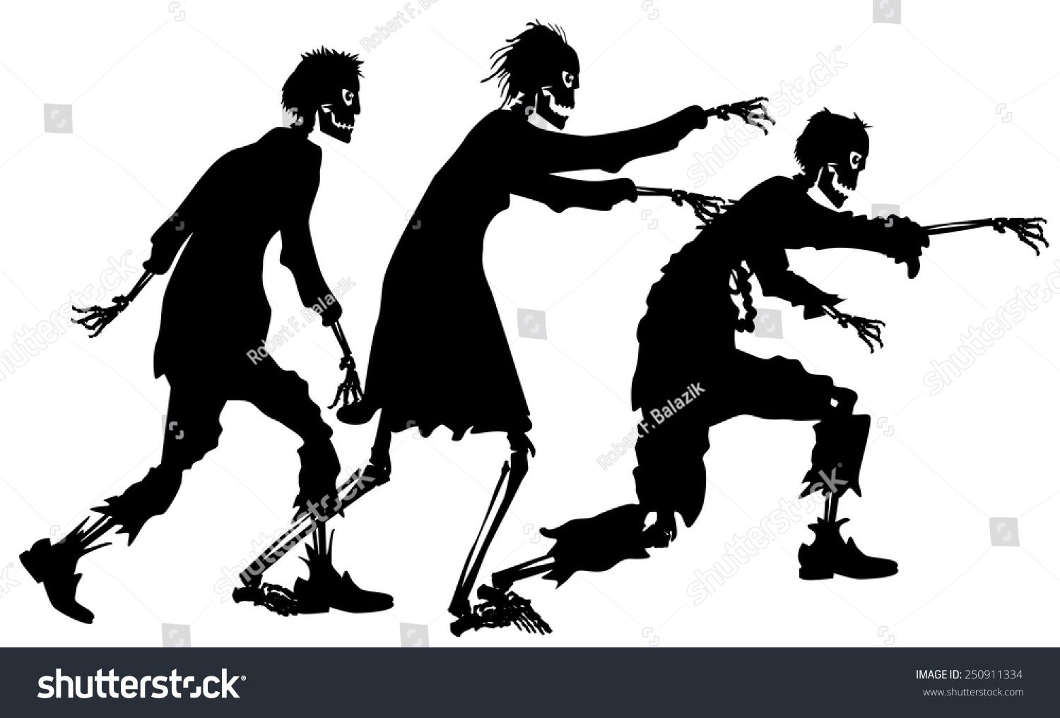 1500x1017 Vector Silhouette Graphic Depicting A Three Zombies Halloween