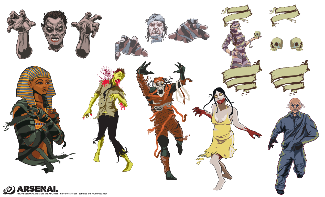Mummies And Zombies Vector Pack 1270x770 Mummies And Zombies Vector Pack