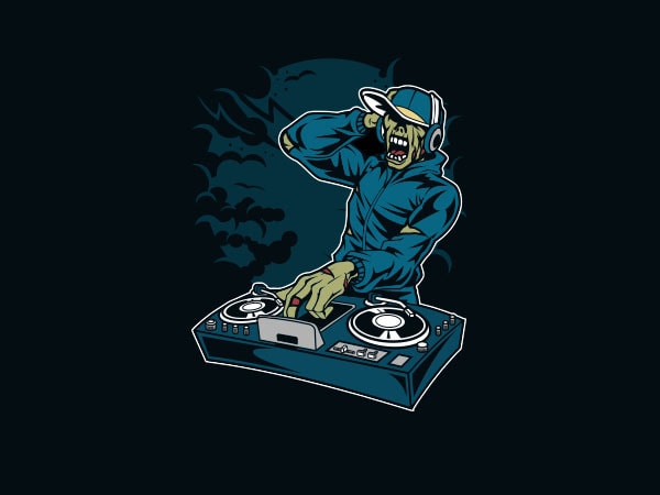 Dj Zombie Vector T Shirt Design 600x450 Dj Zombie Vector T Shirt Design