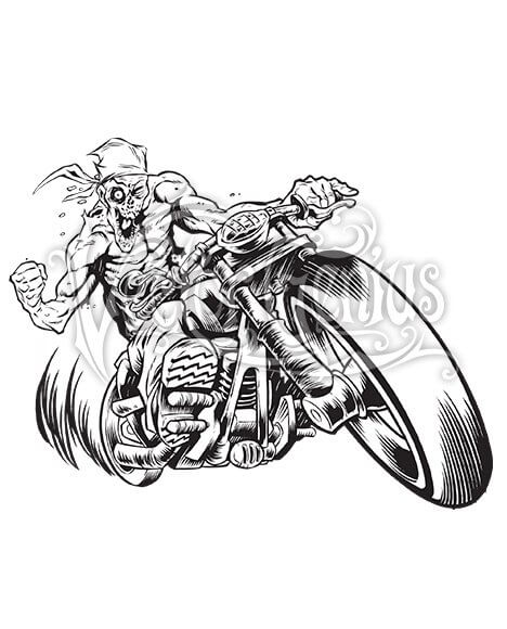 468x580 Beast Wreck Biker Zombie Motorcycle Clipart