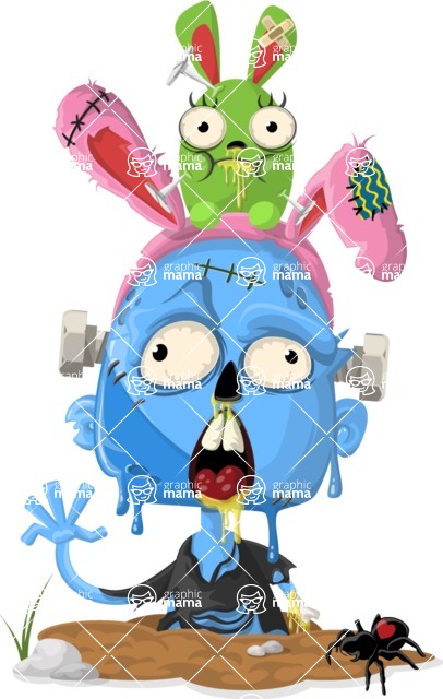 406x640 Zombie Kid Who Loves Bunnies Vector Cartoon Graphicmama
