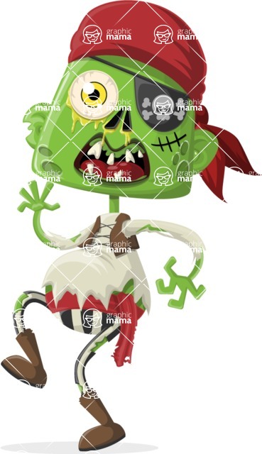 369x640 Zombie Pirate Walking Vector Graphic Cartoon Graphicmama
