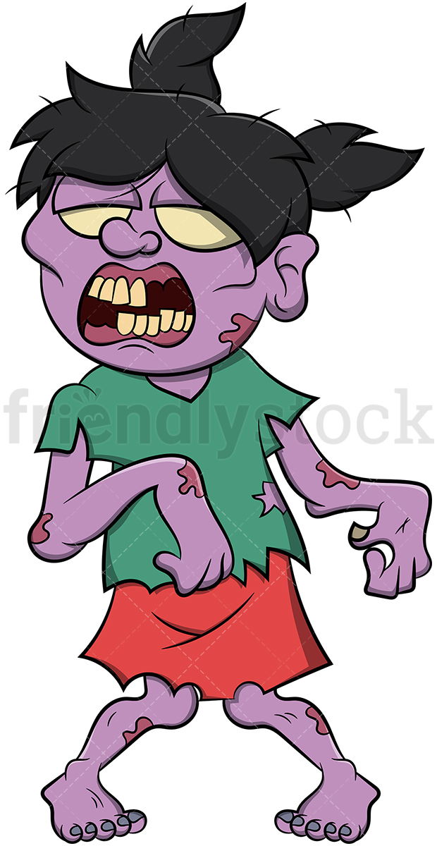 620x1200 Scary Little Girl Zombie Cartoon Vector Clipart