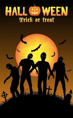 310x500 Halloween Night Background With Zombies Vector Free