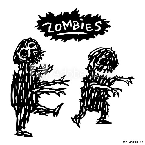 500x500 Funny Cartoon Cool Zombies Vector Illustration