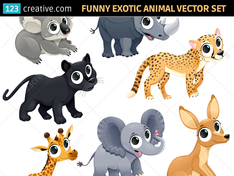 Funny Exotic Animal Vector Set 800x600 Funny Exotic Animal Vector Set