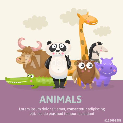Poster With Zoo Animals Vector 500x500 Poster With Zoo Animals Vector
