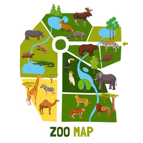 Cartoon Zoo Map With Animals 490x490 Cartoon Zoo Map With Animals