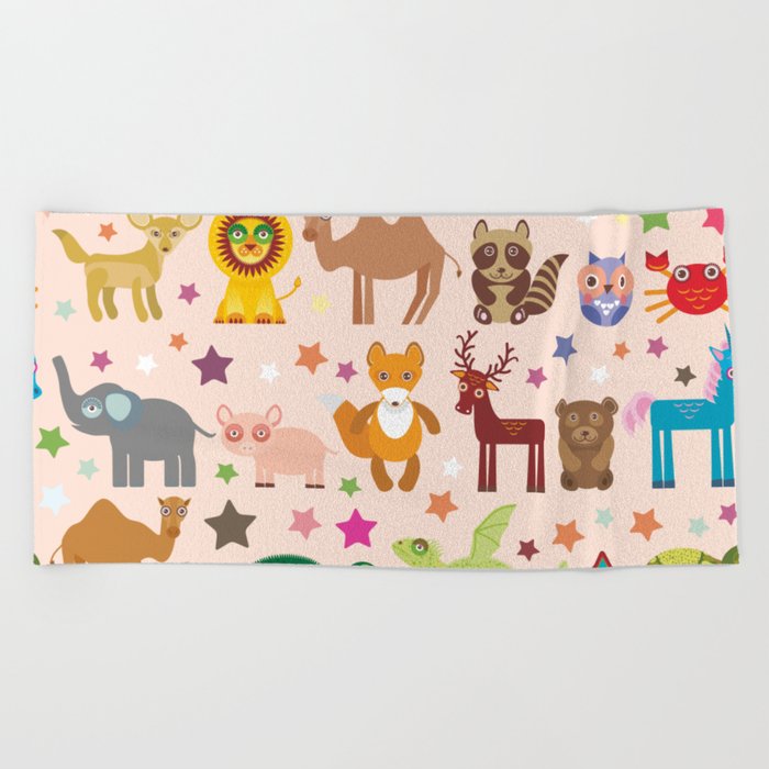 700x700 Set Of Funny Cartoon Animals Character On Pink Seamless Background