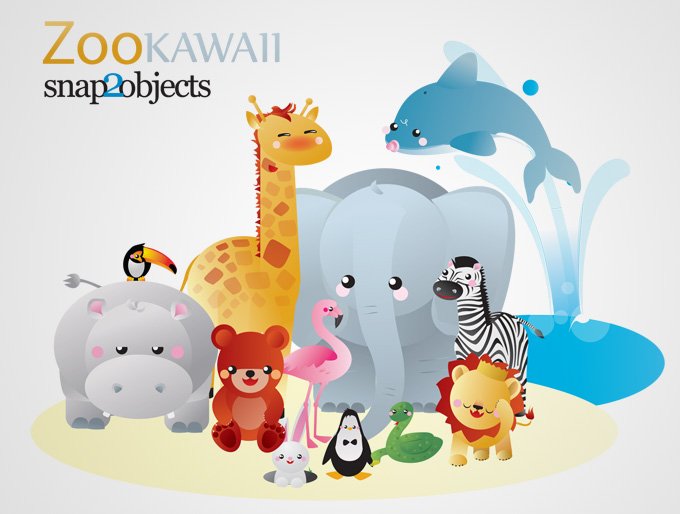 680x514 Free Kawaii Zoo Vector Animals