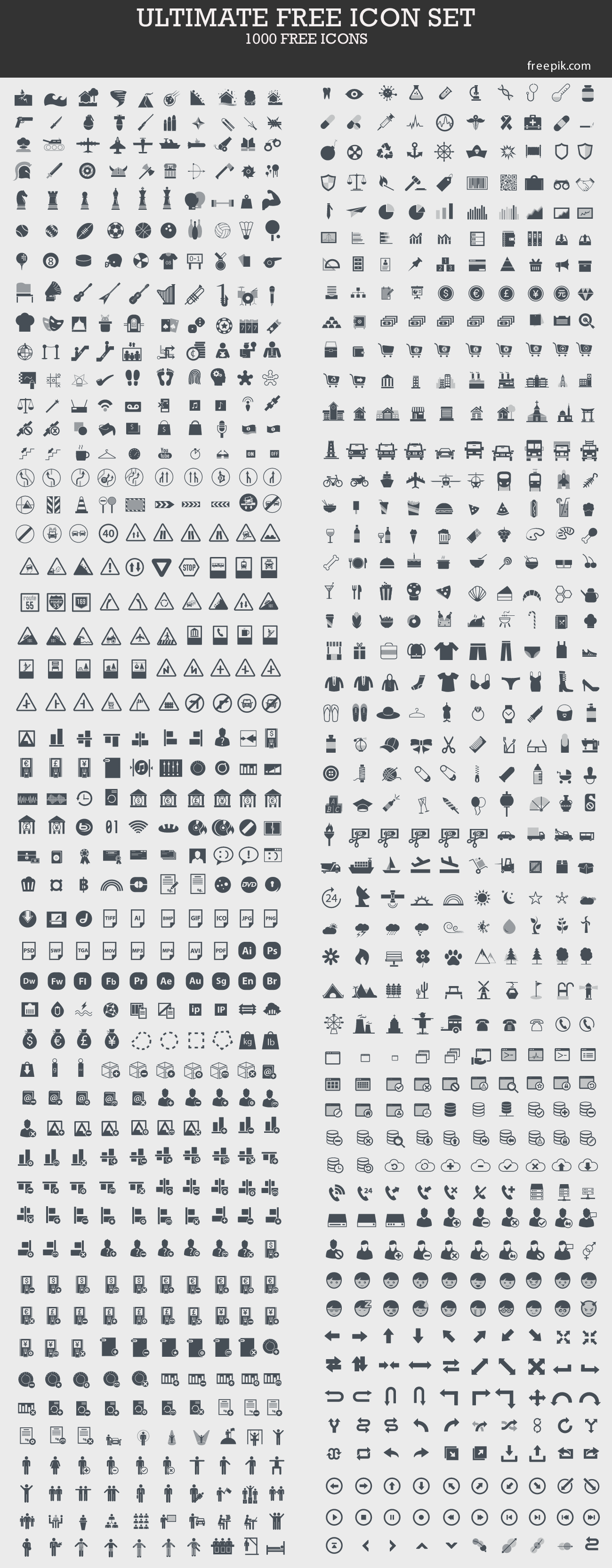 1300x3333 Ultimate Free Icon Set