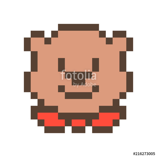 500x500 Cute Smiling Bear Pixel Art Icon Isolated On White