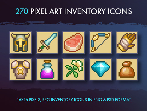 516x389 Pixel Art Inventory Icons