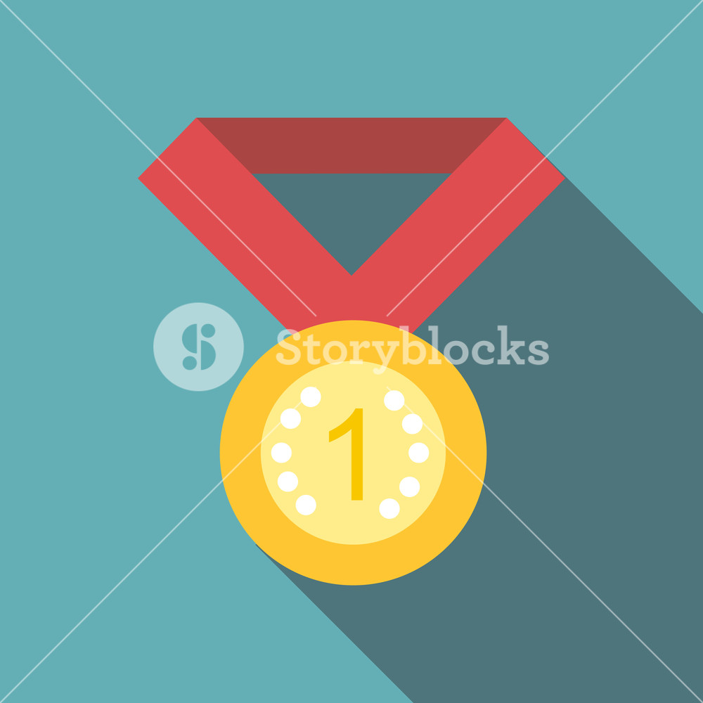 1000x1000 Medal For First Place Icon Flat Illustration Of Medal For First